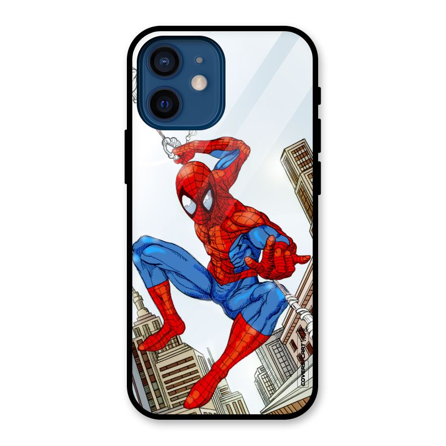 Comic Spider Man Glass Back Case for iPhone 12 Mini