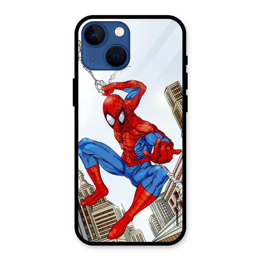 Comic Spider Man Glass Back Case for iPhone 13 Mini