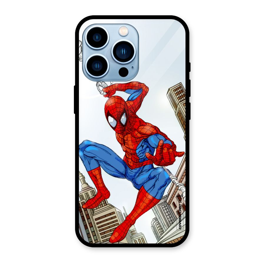 Comic Spider Man Glass Back Case for iPhone 13 Pro