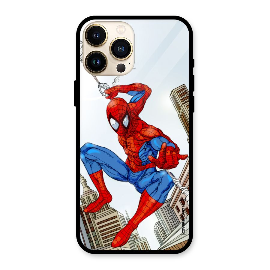 Comic Spider Man Glass Back Case for iPhone 13 Pro Max