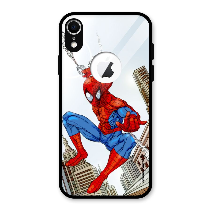 Comic Spider Man Glass Back Case for iPhone XR Logo Cut