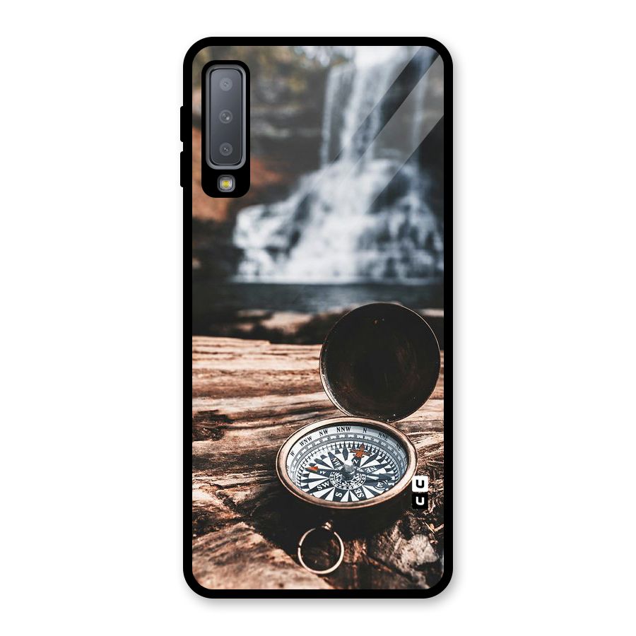Compass Travel Glass Back Case for Galaxy A7 (2018)