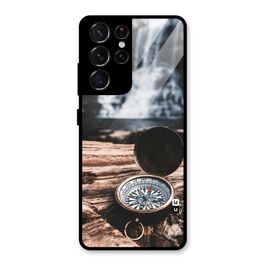 Compass Travel Glass Back Case for Galaxy S21 Ultra 5G