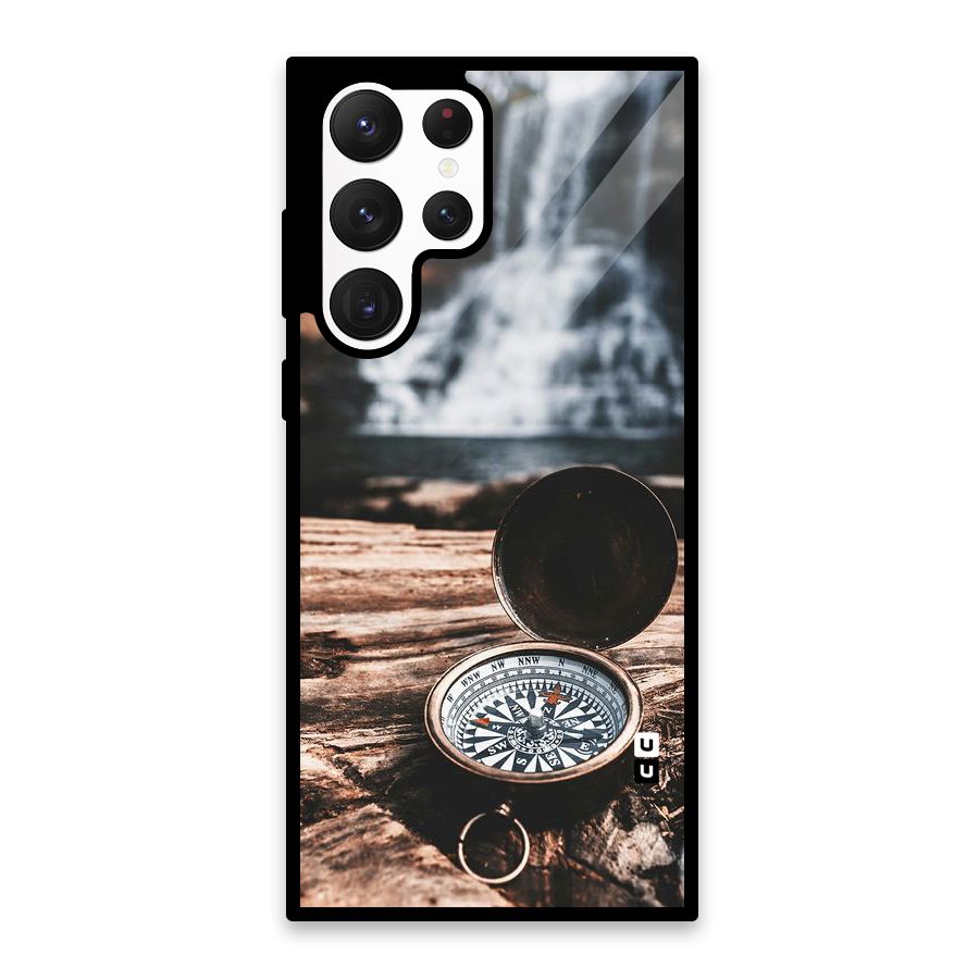 Compass Travel Glass Back Case for Galaxy S22 Ultra 5G