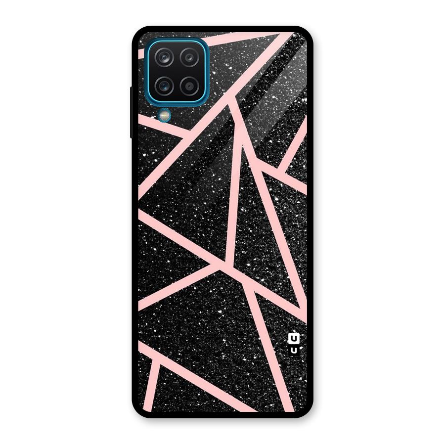 Concrete Black Pink Stripes Glass Back Case for Galaxy A12