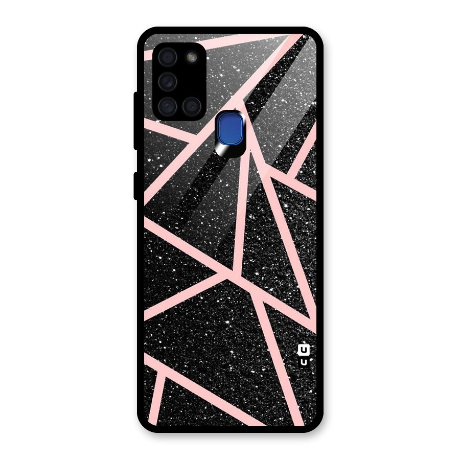 Concrete Black Pink Stripes Glass Back Case for Galaxy A21s