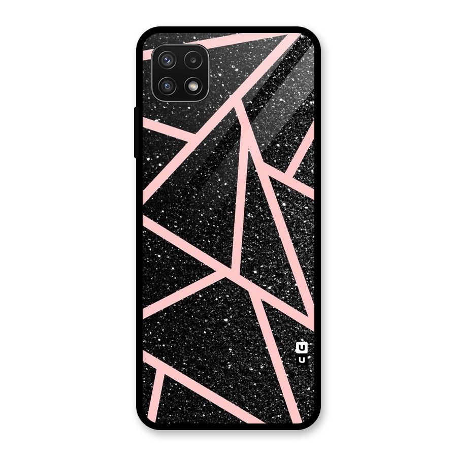 Concrete Black Pink Stripes Glass Back Case for Galaxy A22 5G