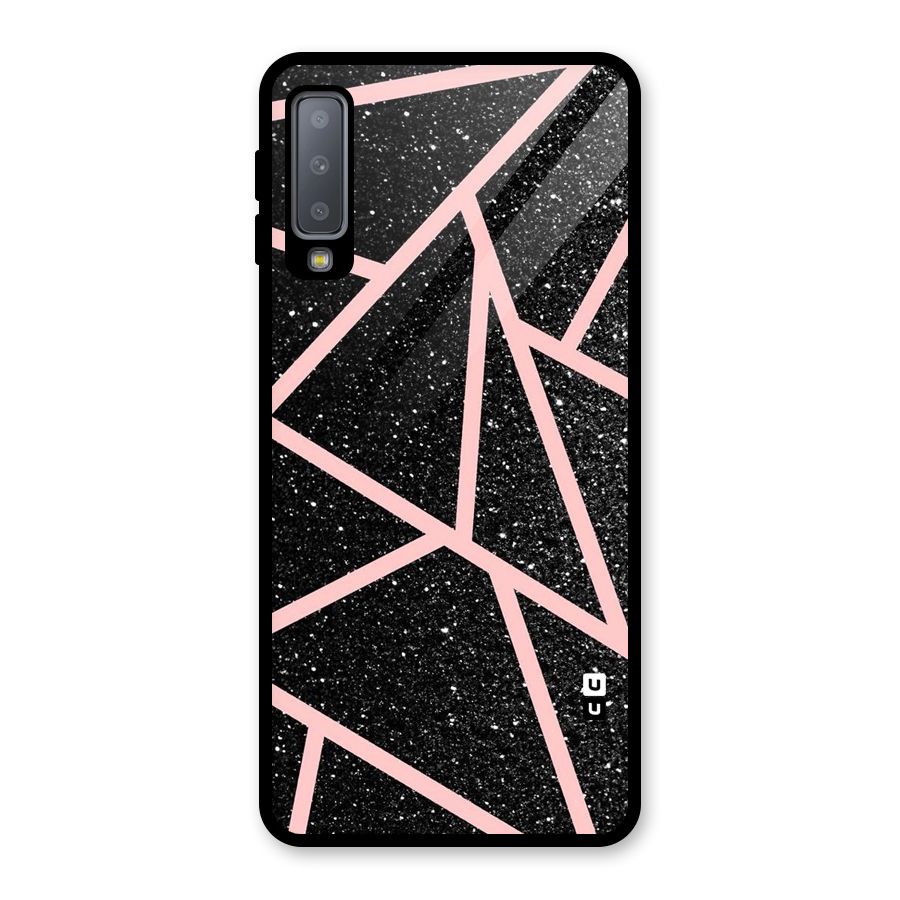 Concrete Black Pink Stripes Glass Back Case for Galaxy A7 (2018)