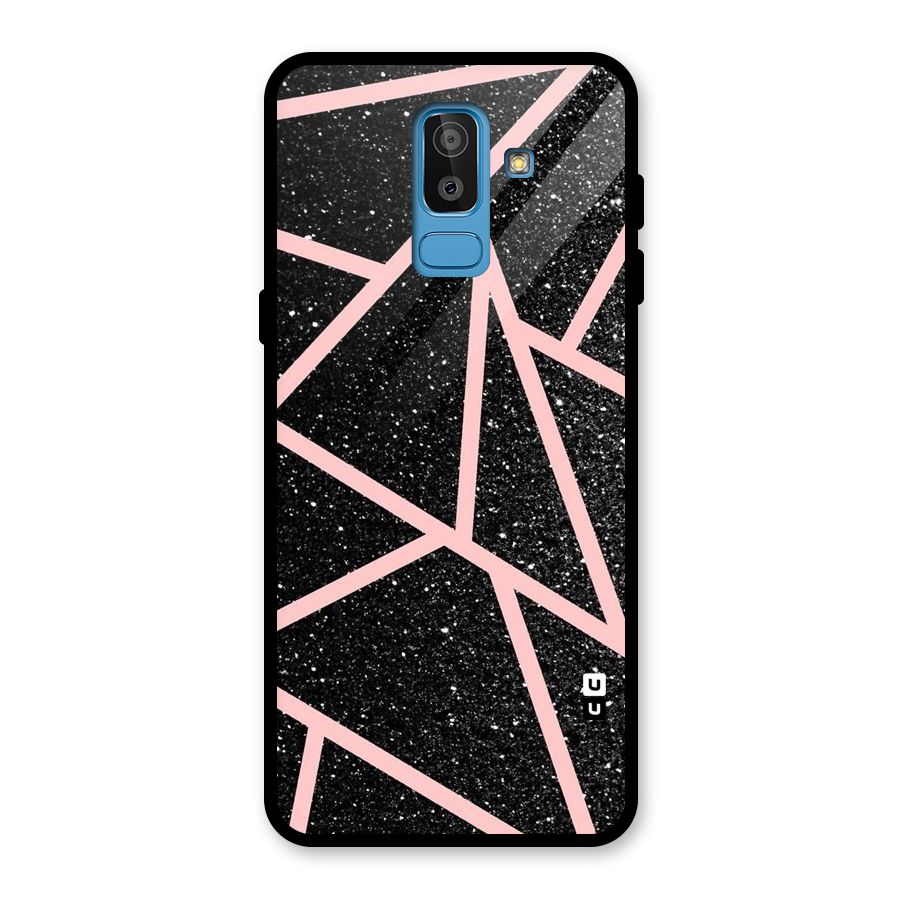 Concrete Black Pink Stripes Glass Back Case for Galaxy J8