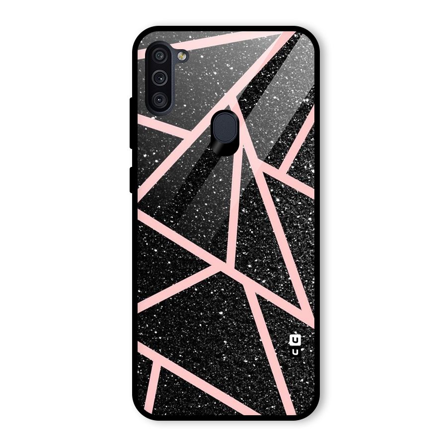 Concrete Black Pink Stripes Glass Back Case for Galaxy M11