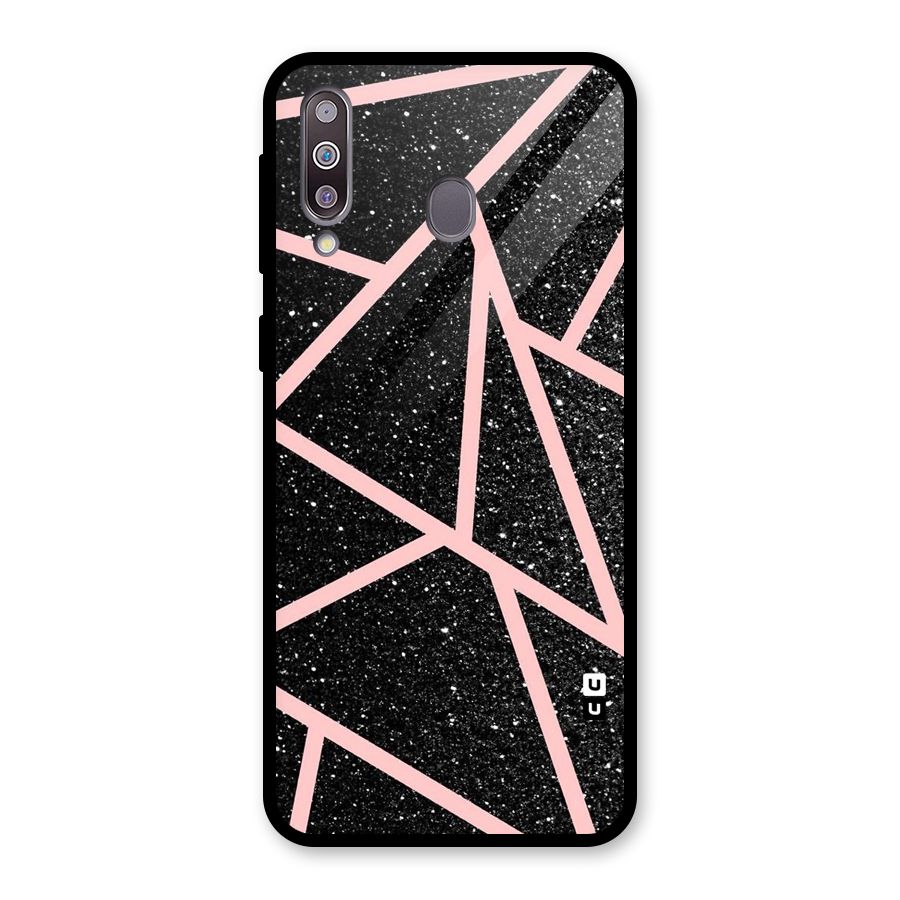 Concrete Black Pink Stripes Glass Back Case for Galaxy M30