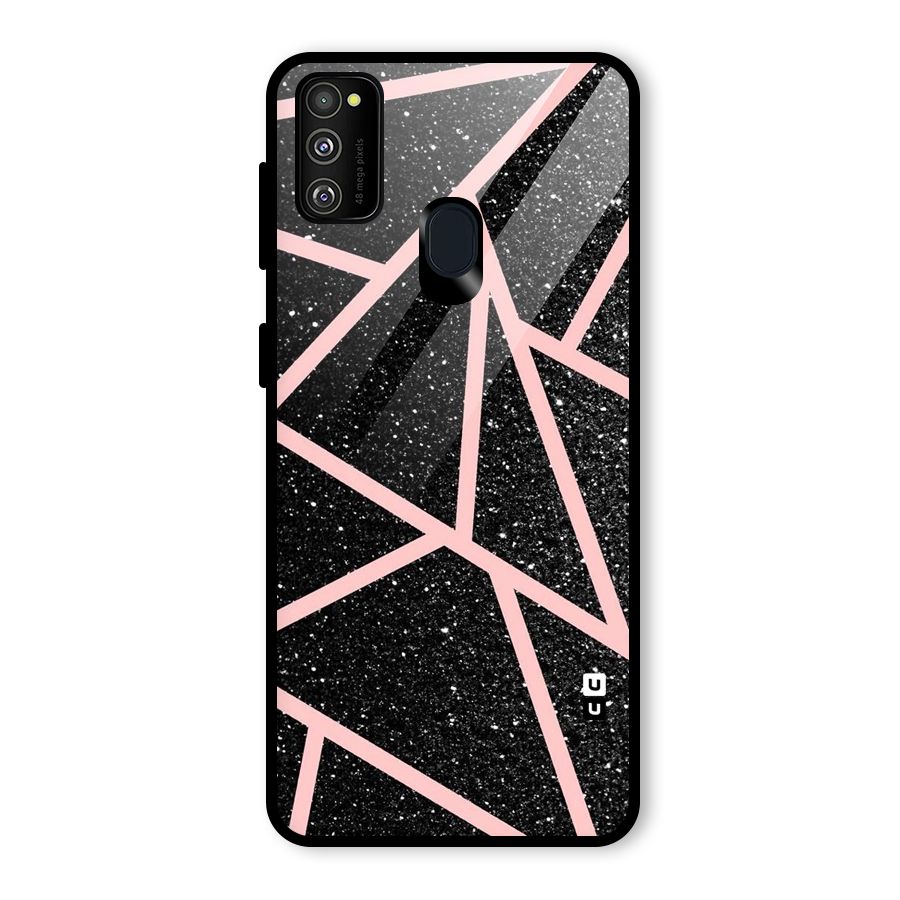 Concrete Black Pink Stripes Glass Back Case for Galaxy M30s