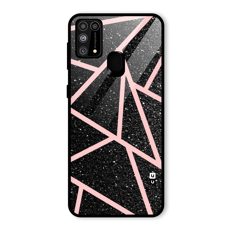 Concrete Black Pink Stripes Glass Back Case for Galaxy M31
