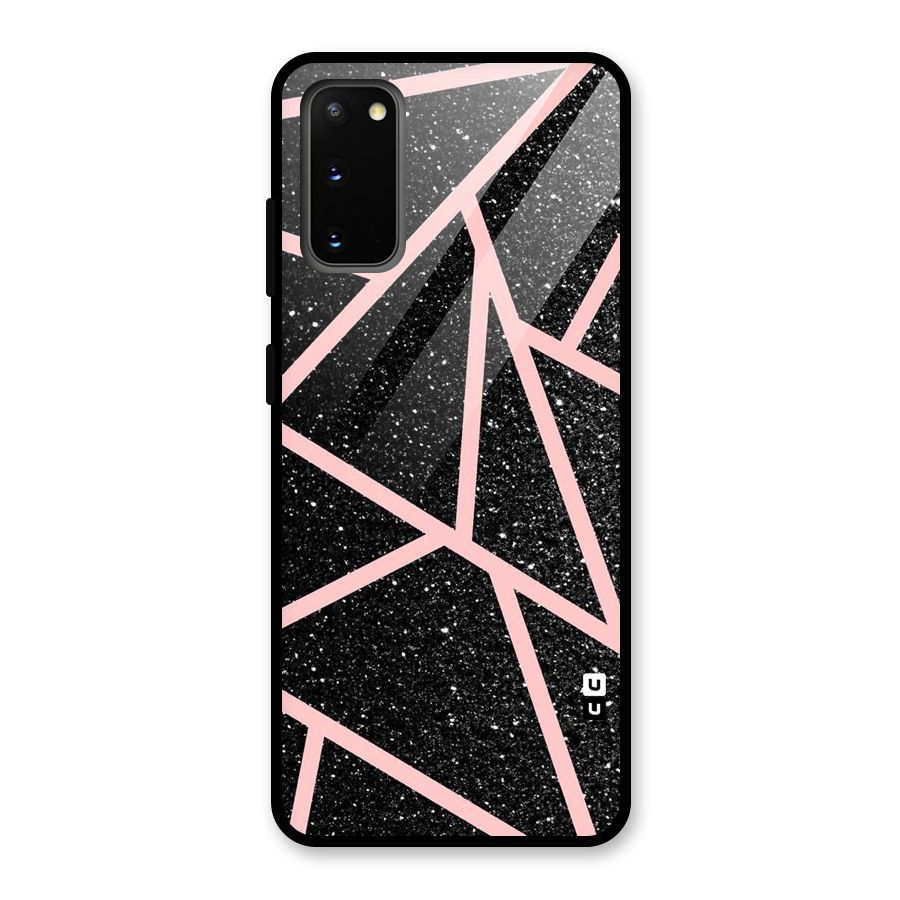 Concrete Black Pink Stripes Glass Back Case for Galaxy S20