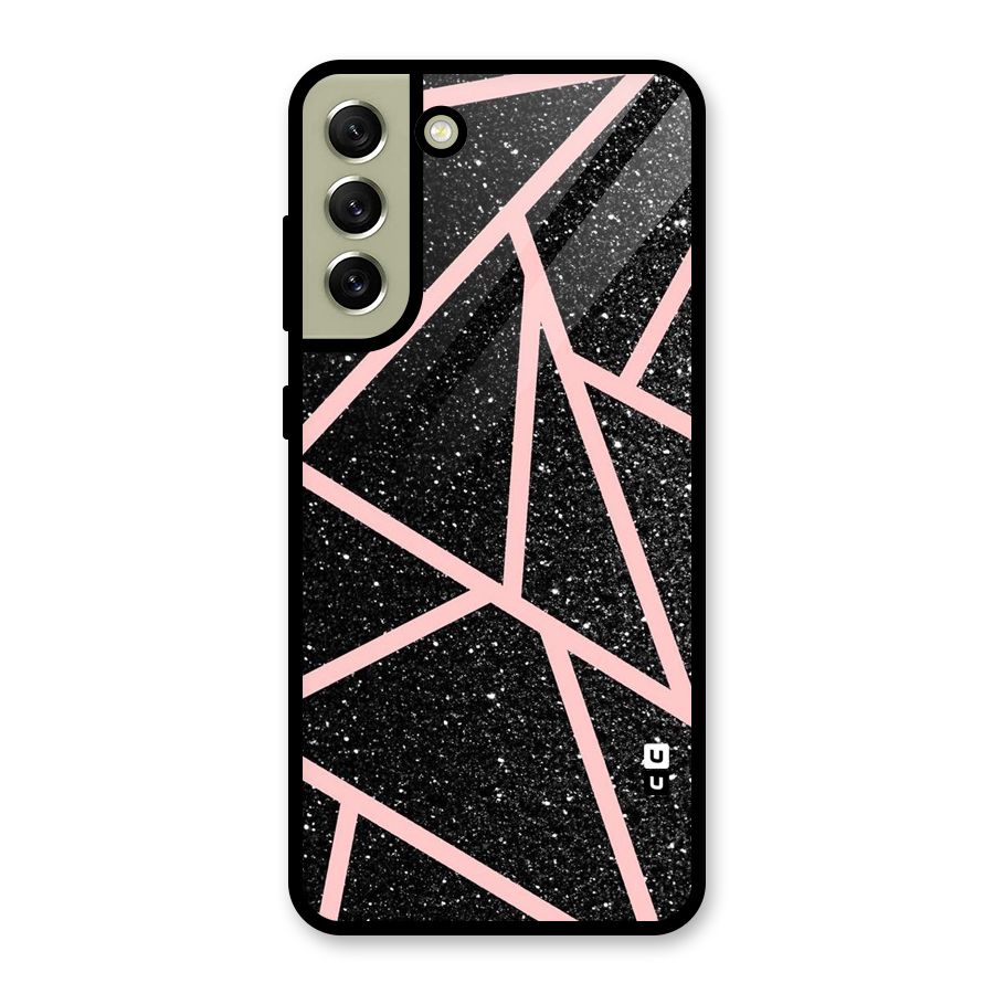 Concrete Black Pink Stripes Glass Back Case for Galaxy S21 FE 5G