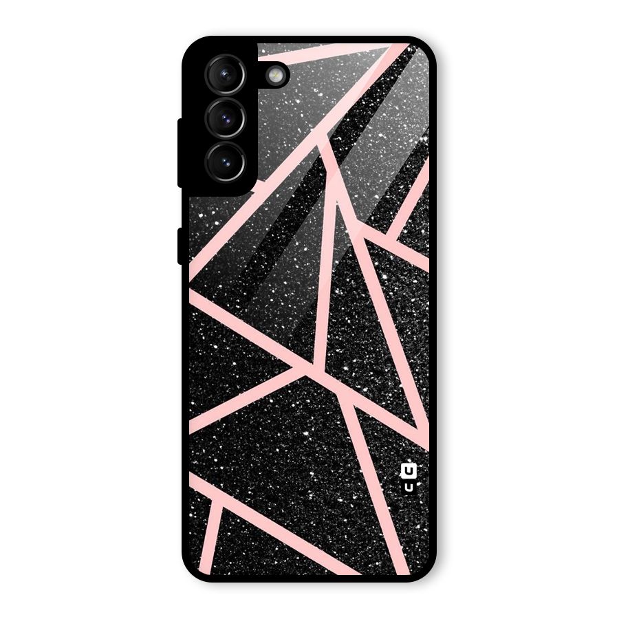 Concrete Black Pink Stripes Glass Back Case for Galaxy S21 Plus