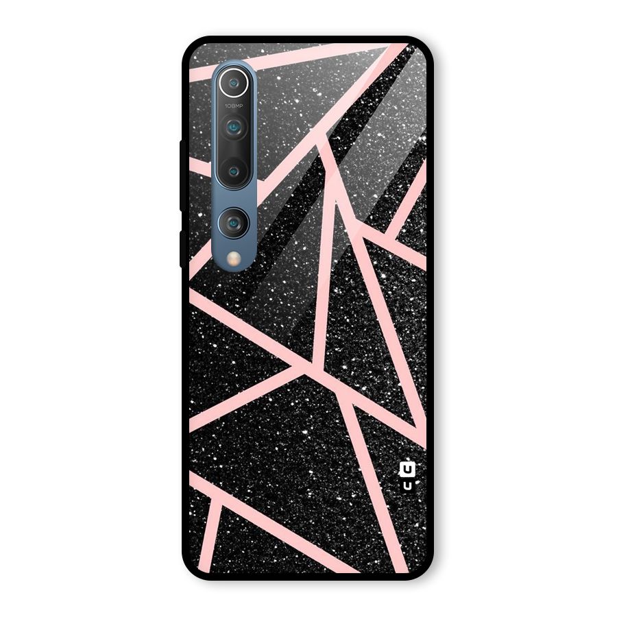 Concrete Black Pink Stripes Glass Back Case for Mi 10