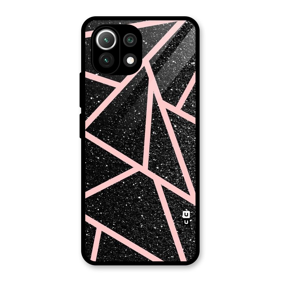 Concrete Black Pink Stripes Glass Back Case for Mi 11 Lite