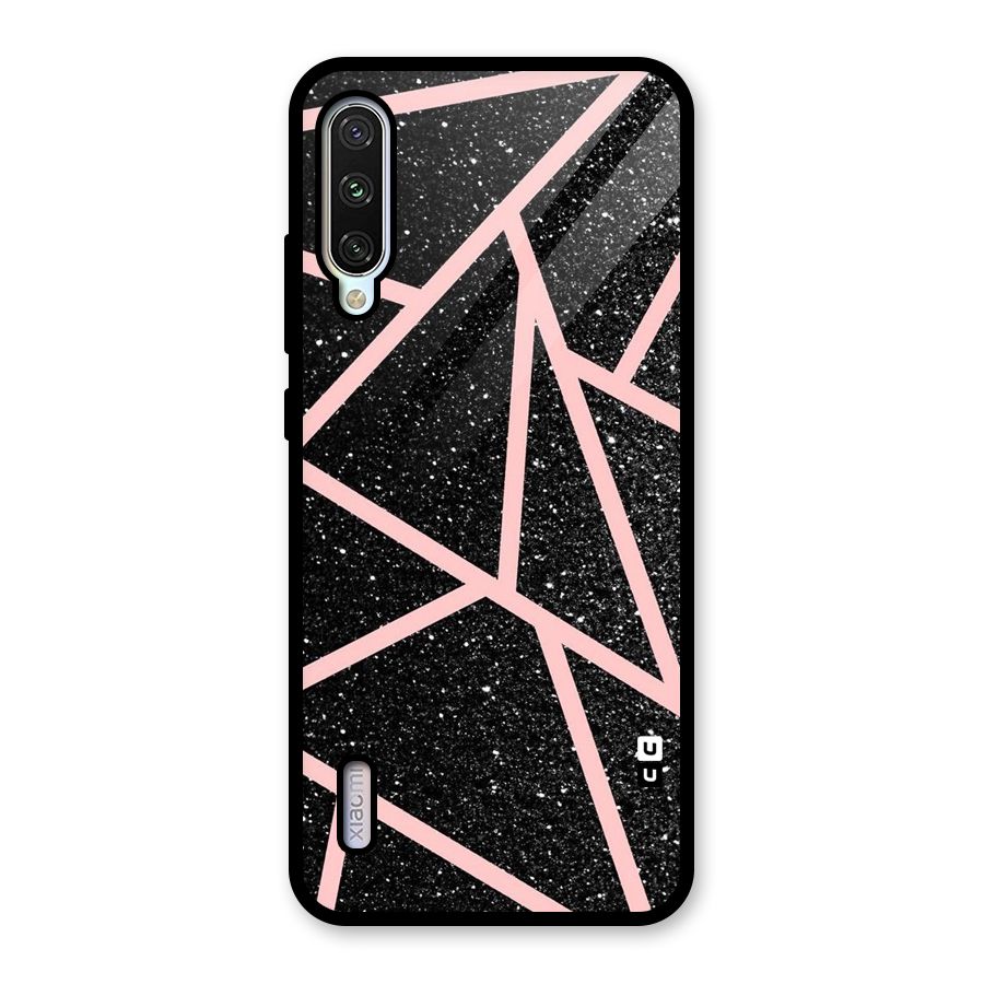 Concrete Black Pink Stripes Glass Back Case for Mi A3