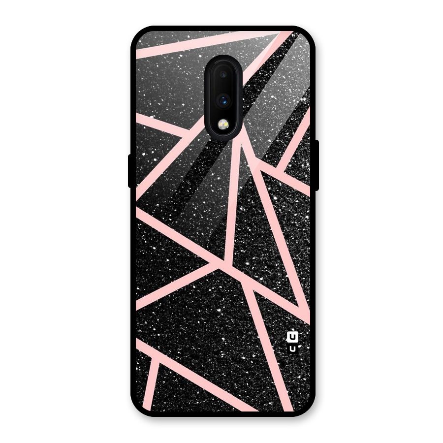 Concrete Black Pink Stripes Glass Back Case for OnePlus 7