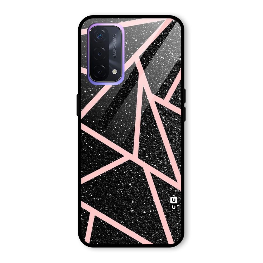 Concrete Black Pink Stripes Glass Back Case for Oppo A74 5G