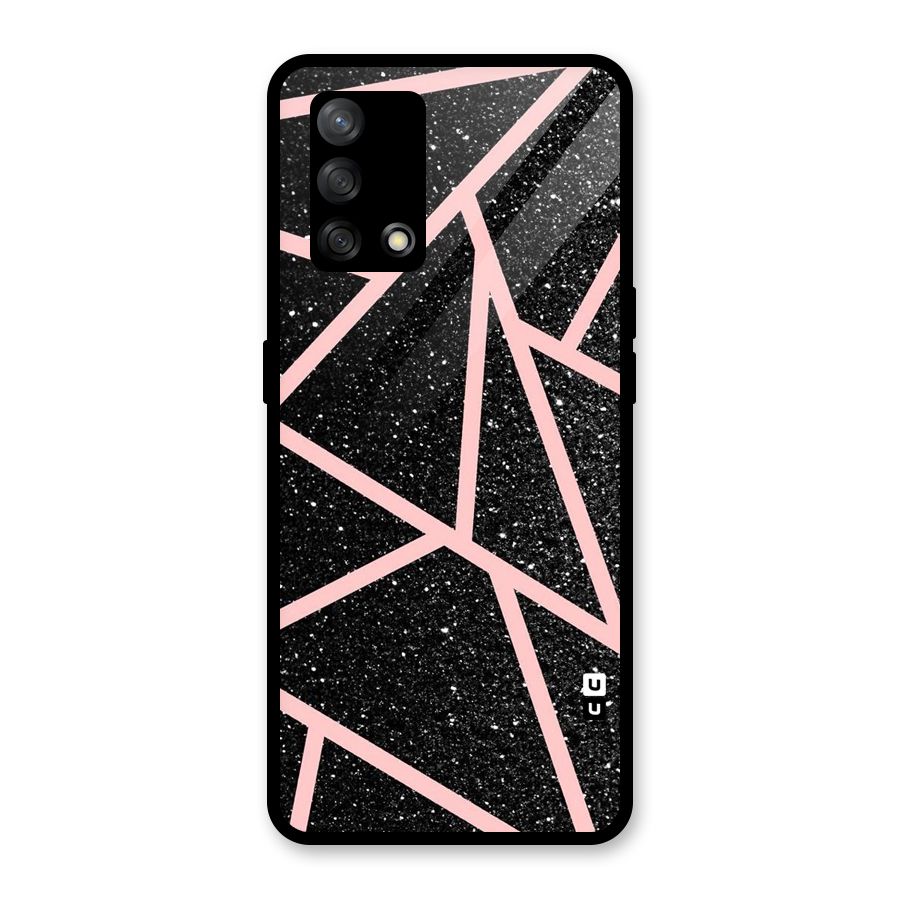 Concrete Black Pink Stripes Glass Back Case for Oppo F19