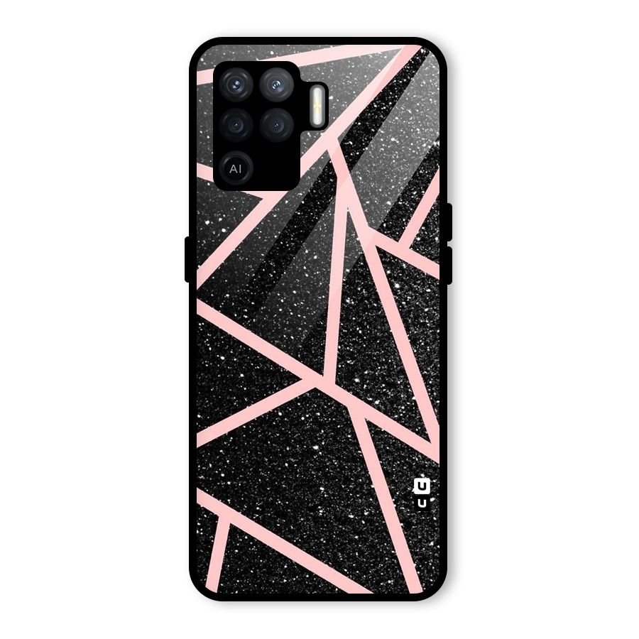 Concrete Black Pink Stripes Glass Back Case for Oppo F19 Pro
