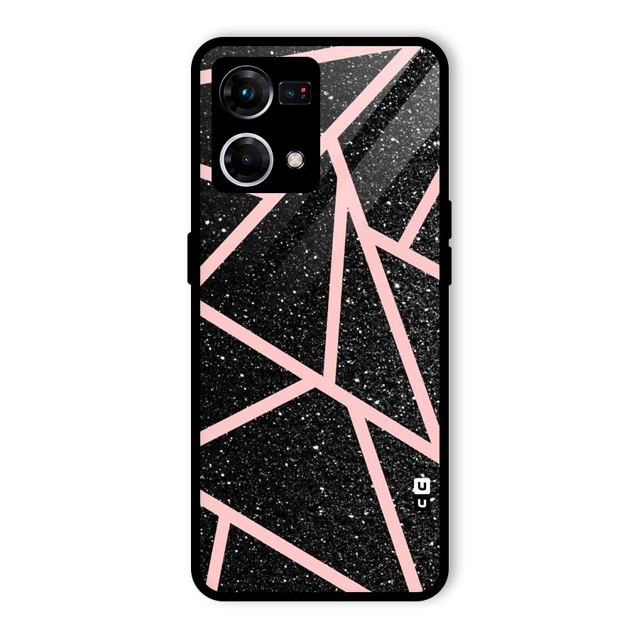 Concrete Black Pink Stripes Glass Back Case for Oppo F21 Pro 5G