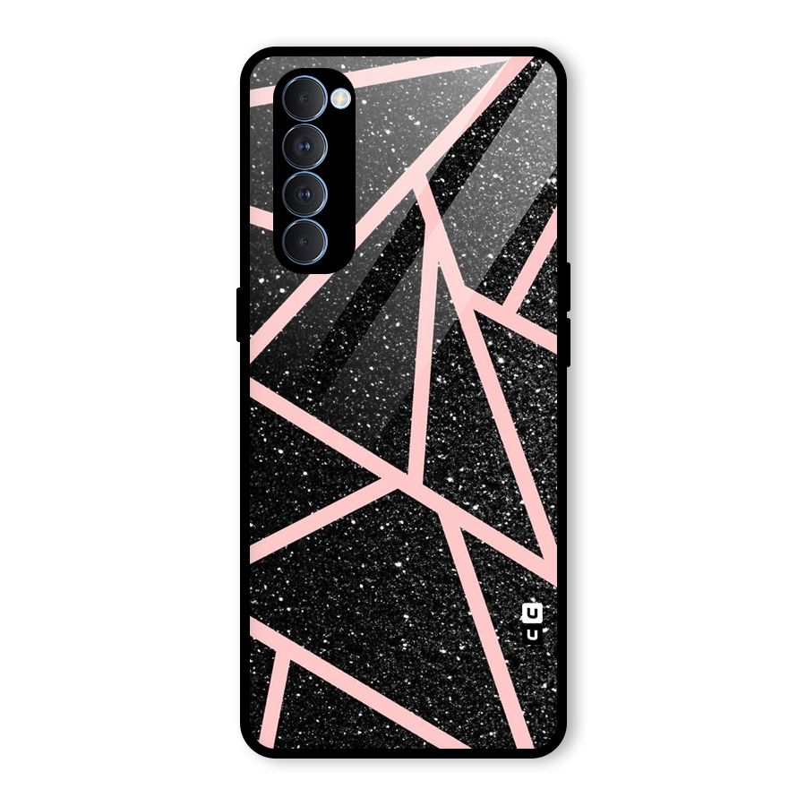 Concrete Black Pink Stripes Glass Back Case for Oppo Reno4 Pro