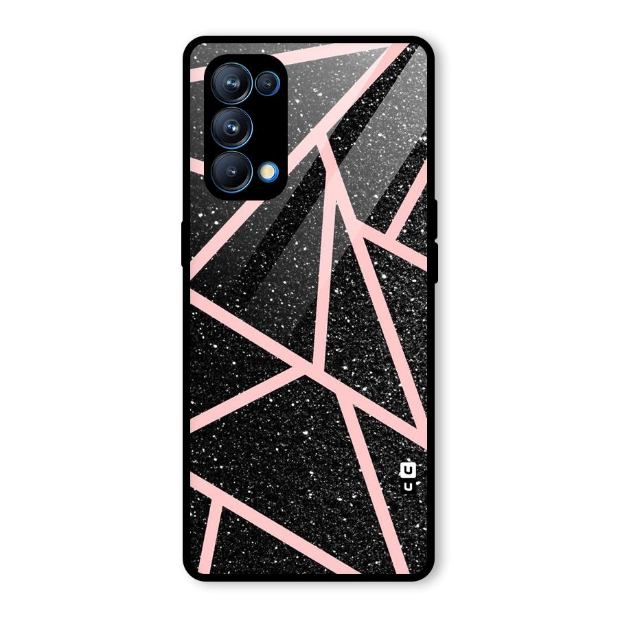 Concrete Black Pink Stripes Glass Back Case for Oppo Reno5 Pro 5G