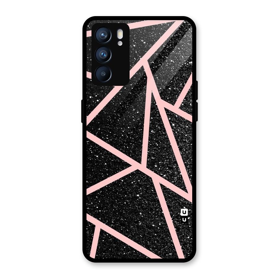 Concrete Black Pink Stripes Glass Back Case for Oppo Reno6 5G