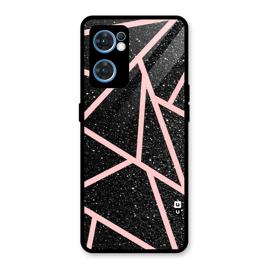 Concrete Black Pink Stripes Glass Back Case for Oppo Reno7 5G