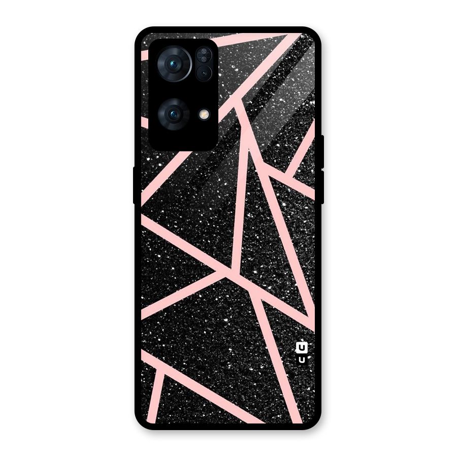 Concrete Black Pink Stripes Glass Back Case for Oppo Reno7 Pro 5G
