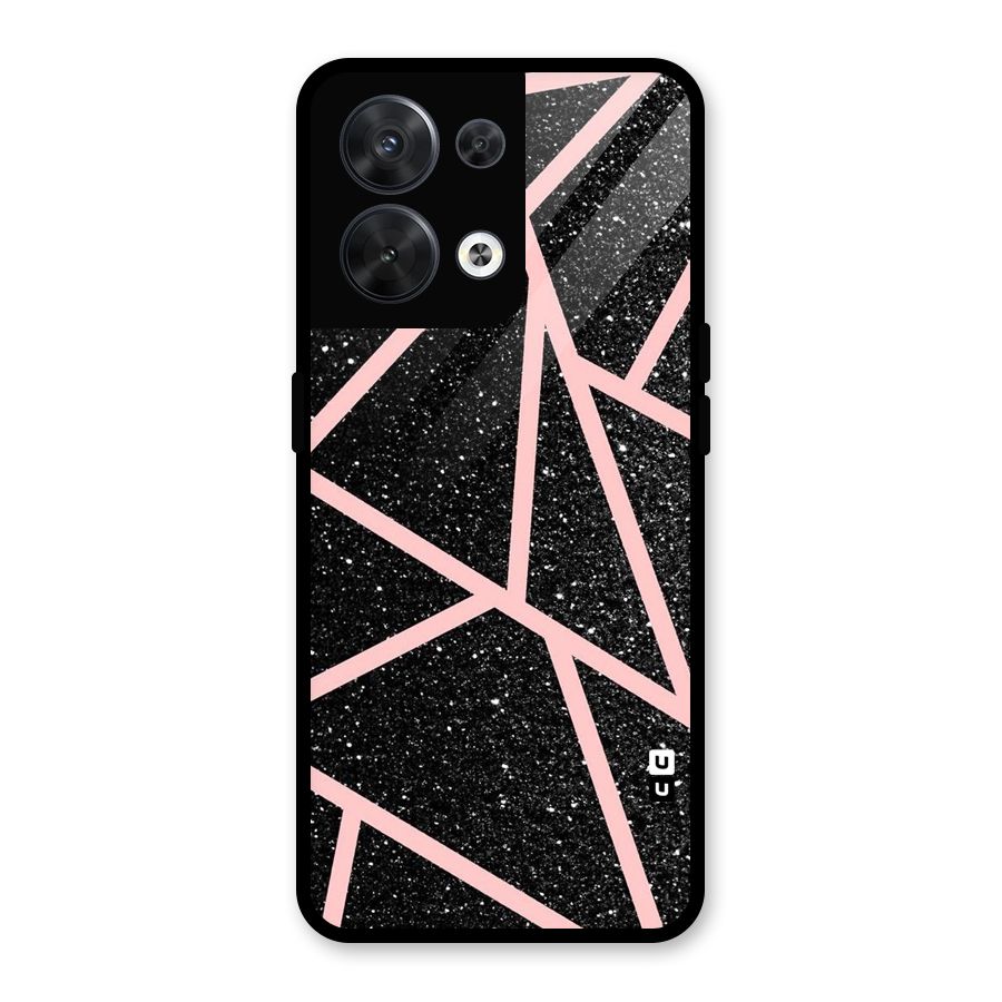 Concrete Black Pink Stripes Glass Back Case for Oppo Reno8 5G