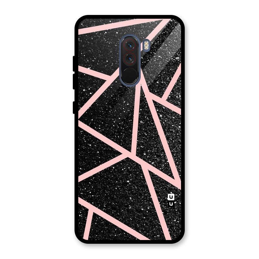 Concrete Black Pink Stripes Glass Back Case for Poco F1