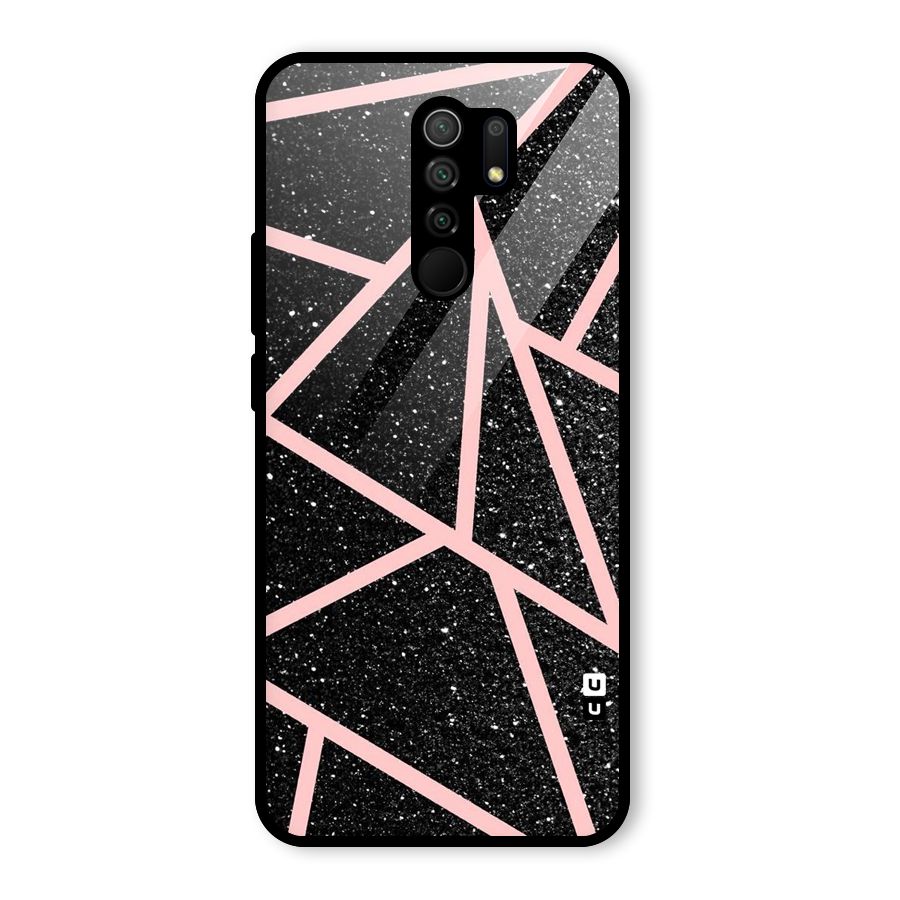 Concrete Black Pink Stripes Glass Back Case for Poco M2