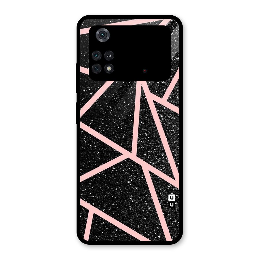 Concrete Black Pink Stripes Glass Back Case for Poco M4 Pro 4G