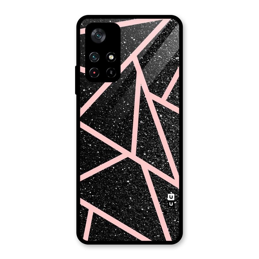 Concrete Black Pink Stripes Glass Back Case for Poco M4 Pro 5G