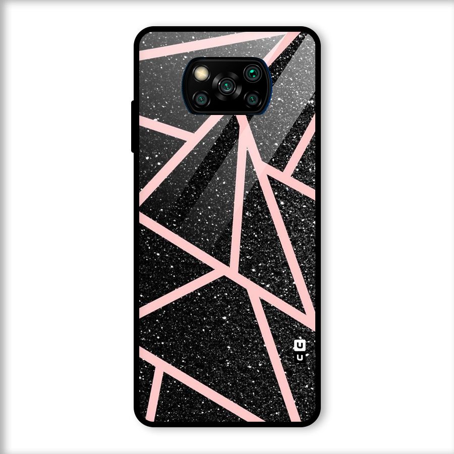 Concrete Black Pink Stripes Glass Back Case for Poco X3