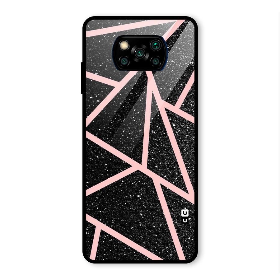 Concrete Black Pink Stripes Glass Back Case for Poco X3 Pro