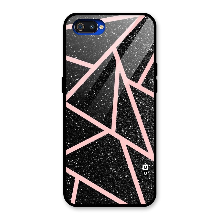 Concrete Black Pink Stripes Glass Back Case for Realme C2