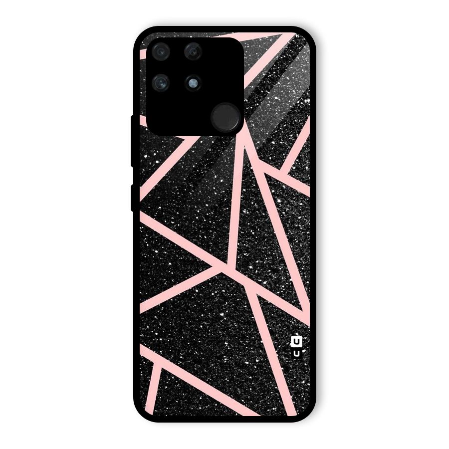 Concrete Black Pink Stripes Glass Back Case for Realme Narzo 50A