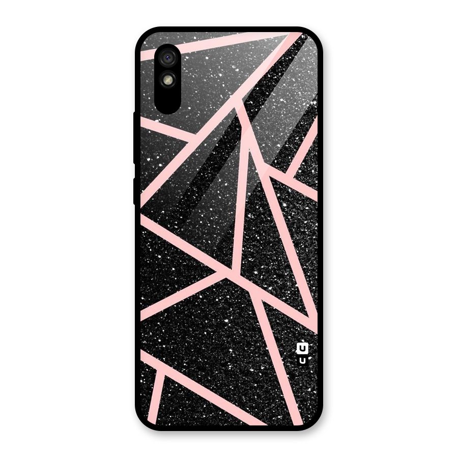 Concrete Black Pink Stripes Glass Back Case for Redmi 9A