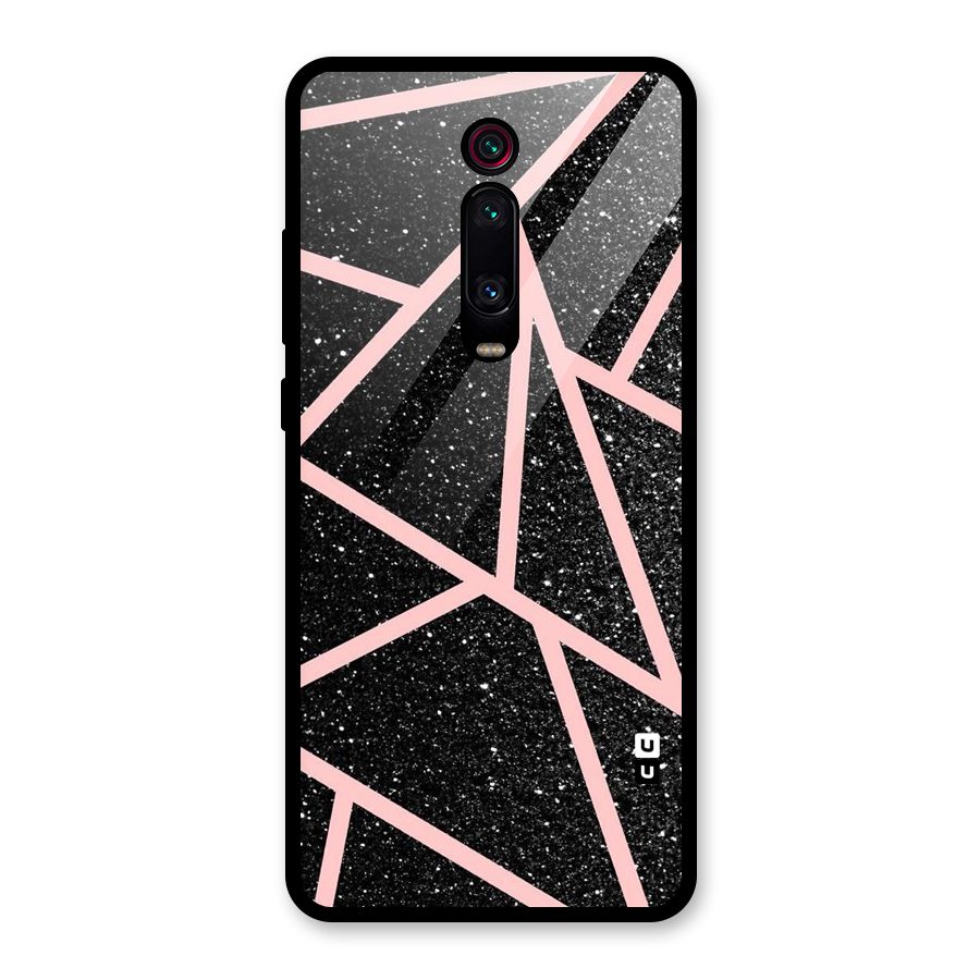 Concrete Black Pink Stripes Glass Back Case for Redmi K20