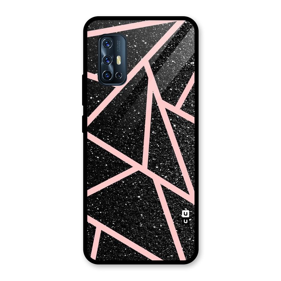 Concrete Black Pink Stripes Glass Back Case for Vivo V17