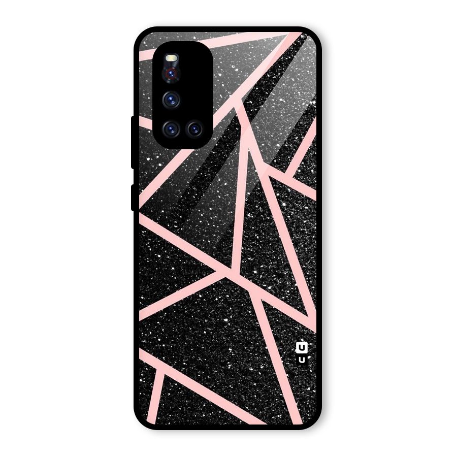 Concrete Black Pink Stripes Glass Back Case for Vivo V19