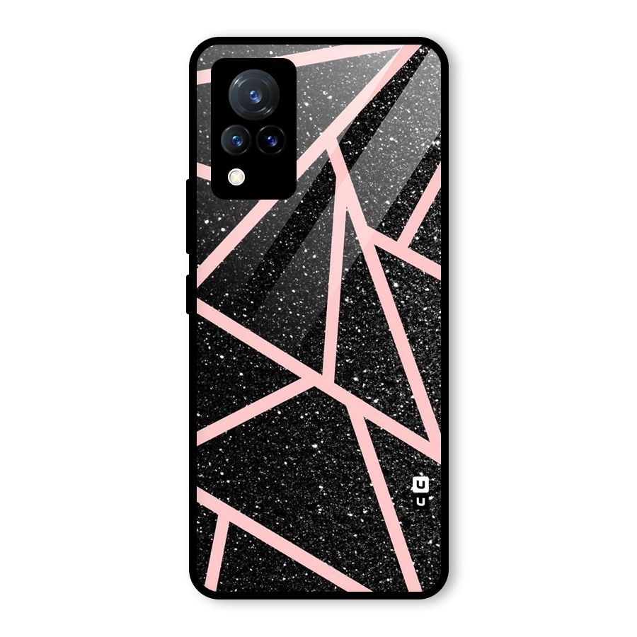 Concrete Black Pink Stripes Glass Back Case for Vivo V21 5G