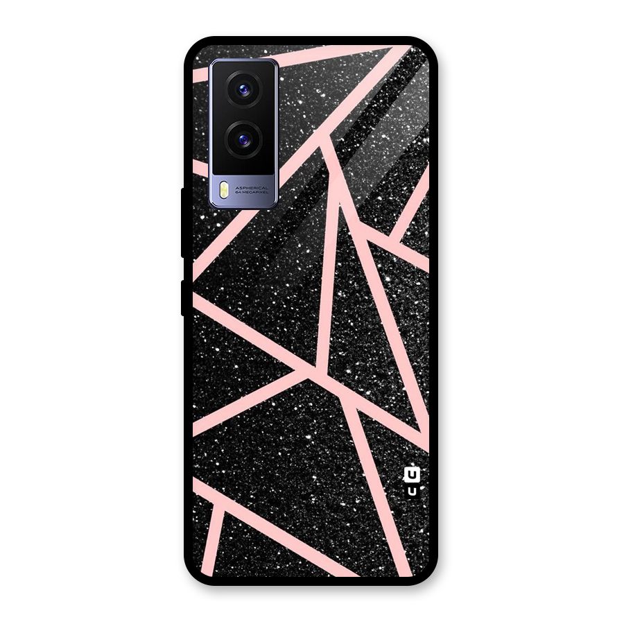 Concrete Black Pink Stripes Glass Back Case for Vivo V21e 5G