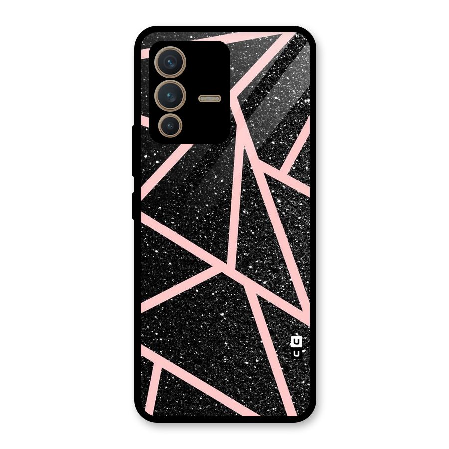 Concrete Black Pink Stripes Glass Back Case for Vivo V23 5G