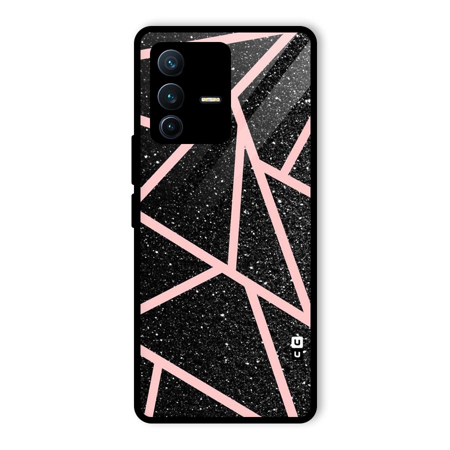 Concrete Black Pink Stripes Glass Back Case for Vivo V23 Pro